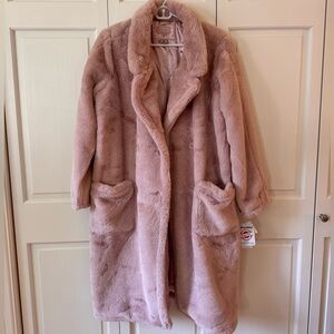 Jou Jou Pink Faux Fur Teddy Jacket Cozy Oversized